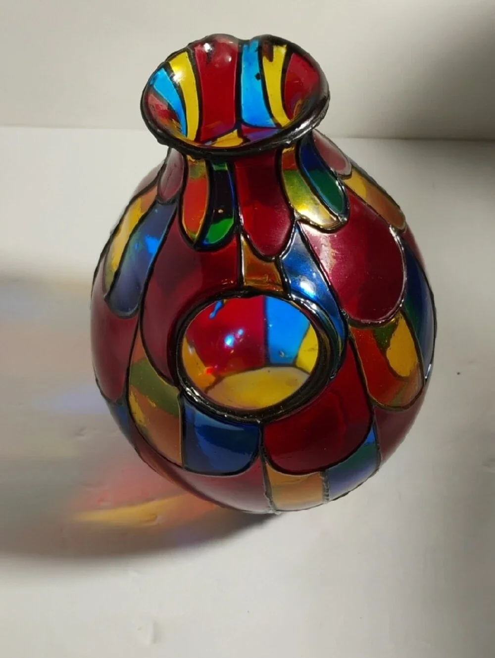Vidrio Multicolor Stained Glass Style Decorative Wine Chiller Made In Mexico